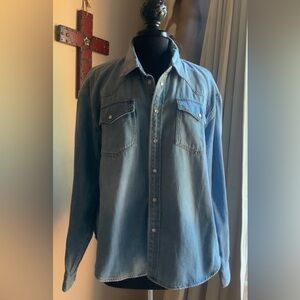 Madewell Womens XXL Denim Western Pearl Snap Shirt New With Tags